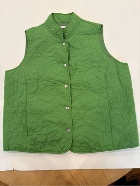 Women’s Quilted Green Vest - Lightweight Spring Layer-1X-golf-gardening-summer